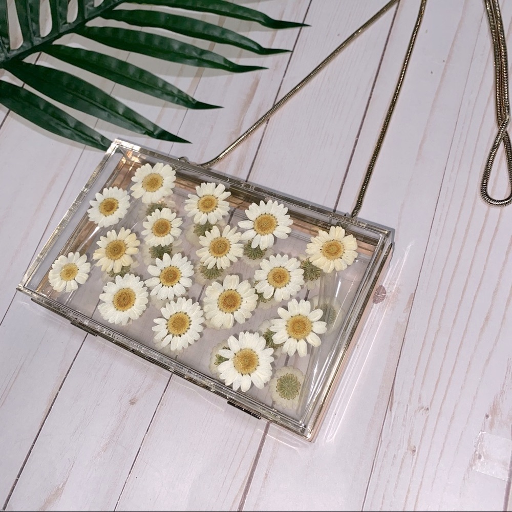Zara Natural Daisy Crossbody Box Bag Clutch